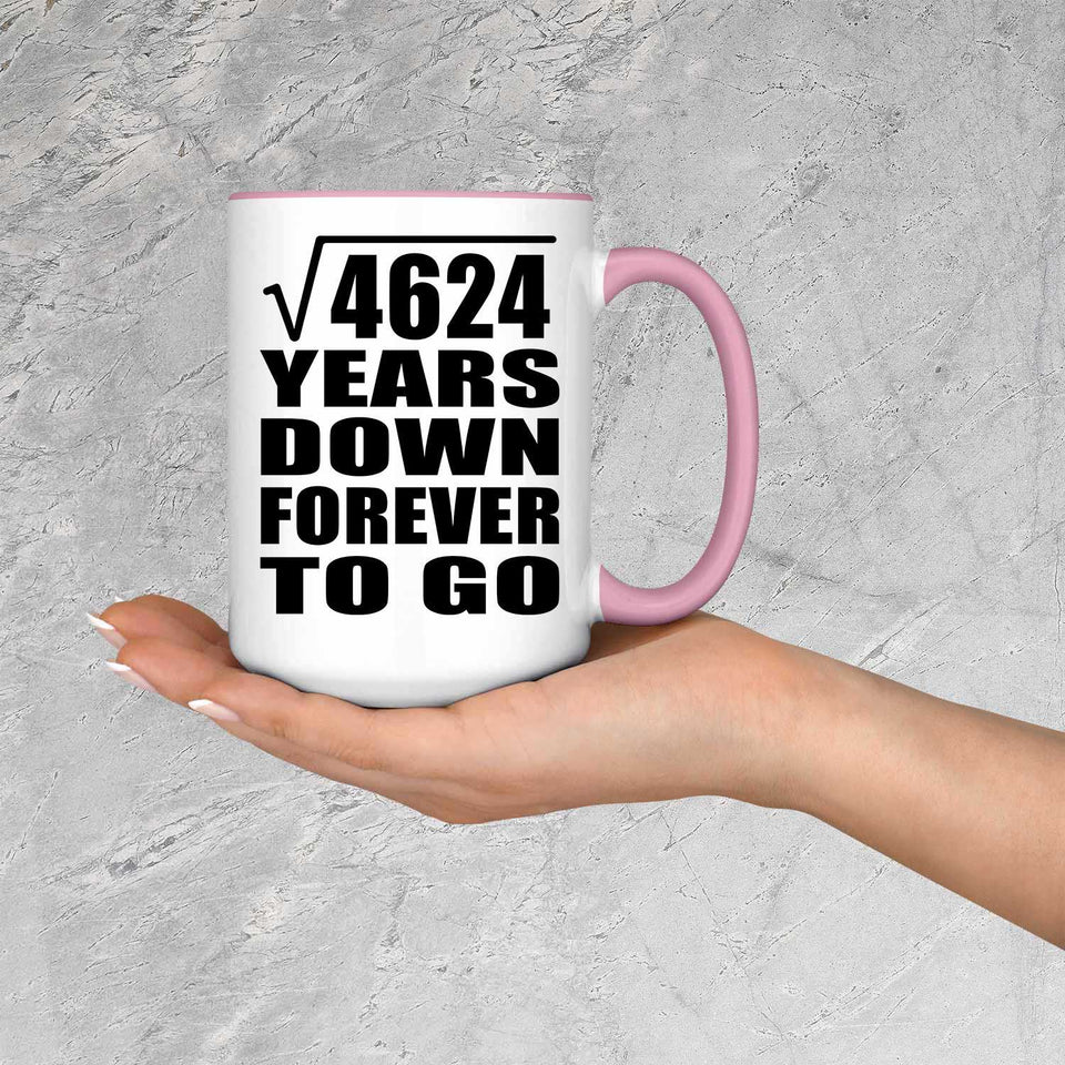 68th Anniversary Square Root of 4624 Years Down Forever To Go - 15oz Accent Mug Pink