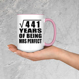 21st Anniversary Square Root of 441 Years of Mrs Perfect - 15oz Accent Mug Pink