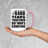 80th Anniversary Square Root of 6400 Years Who's Counting - 15oz Accent Mug Pink