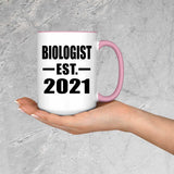 Biologist Established EST. 2021 - 15oz Accent Mug Pink