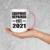 Equipment Repairer Established EST. 2021 - 15oz Accent Mug Pink