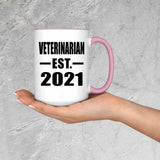 Veterinarian Established EST. 2021 - 15oz Accent Mug Pink