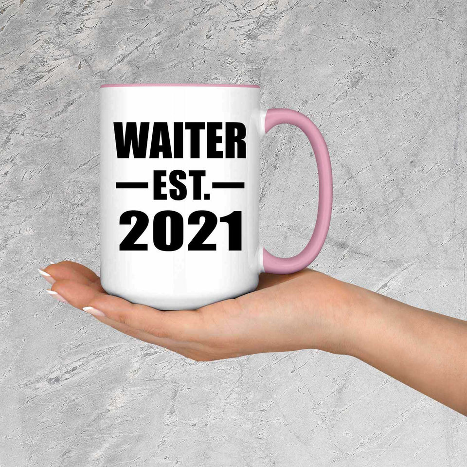 Waiter Established EST. 2021 - 15oz Accent Mug Pink