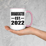 Broadcaster Established EST. 2022 - 15oz Accent Mug Pink