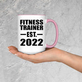 Fitness Trainer Established EST. 2022 - 15oz Accent Mug Pink