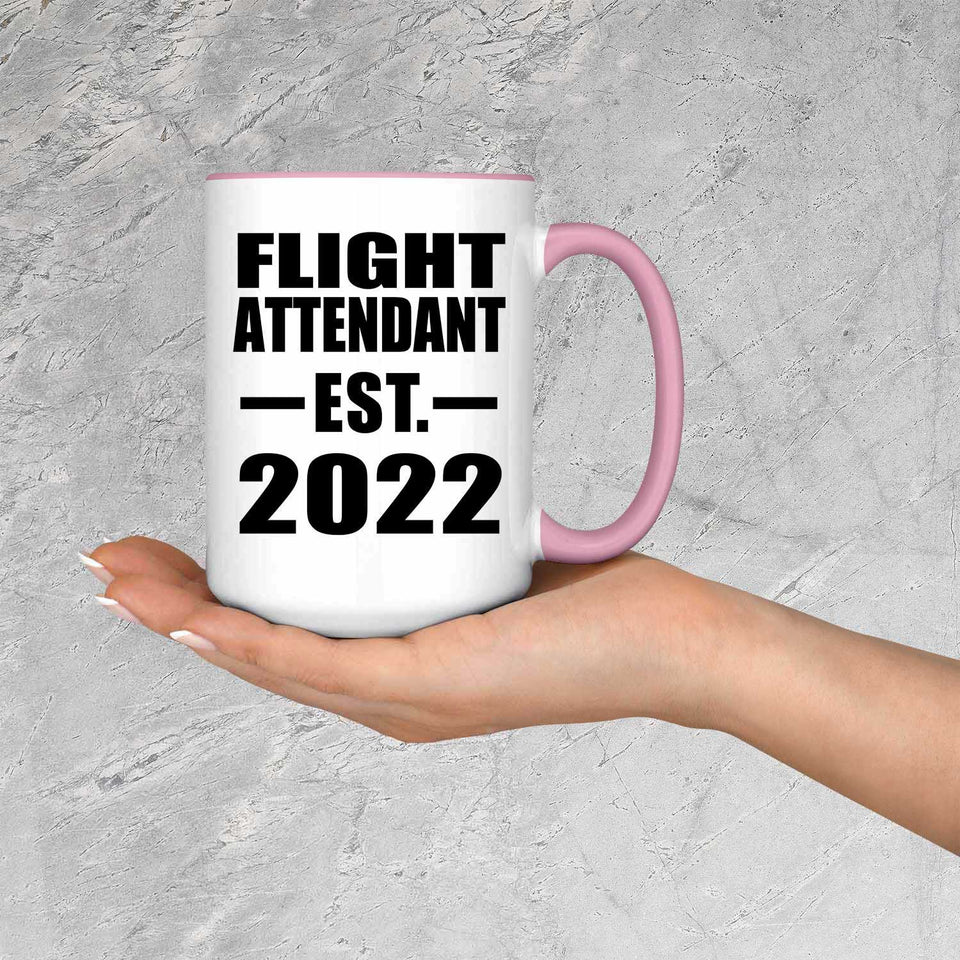 Flight Attendant Established EST. 2022 - 15oz Accent Mug Pink