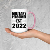 Military Personnel Established EST. 2022 - 15oz Accent Mug Pink