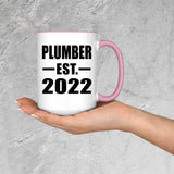 Plumber Established EST. 2022 - 15oz Accent Mug Pink