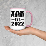 Tax Preparer Established EST. 2022 - 15oz Accent Mug Pink