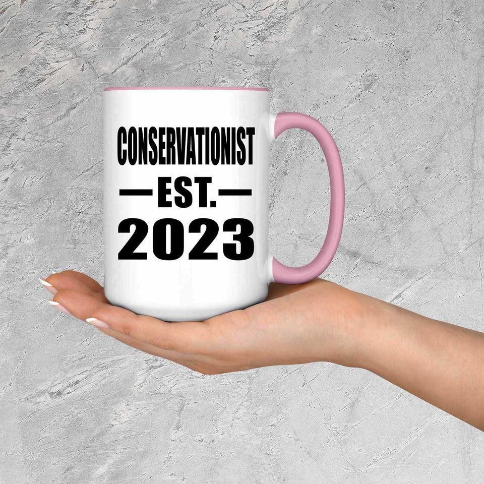 Conservationist Established EST. 2023 - 15oz Accent Mug Pink