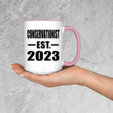 Conservationist Established EST. 2023 - 15oz Accent Mug Pink