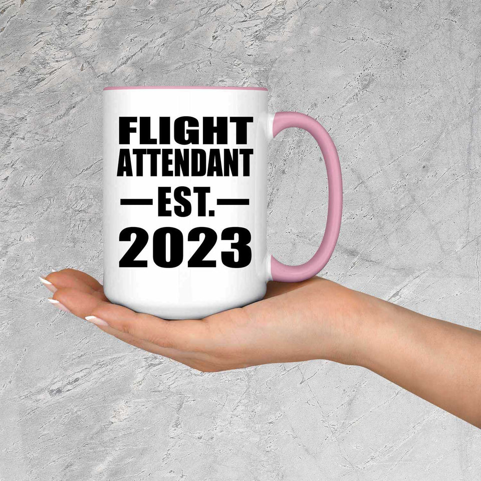 Flight Attendant Established EST. 2023 - 15oz Accent Mug Pink