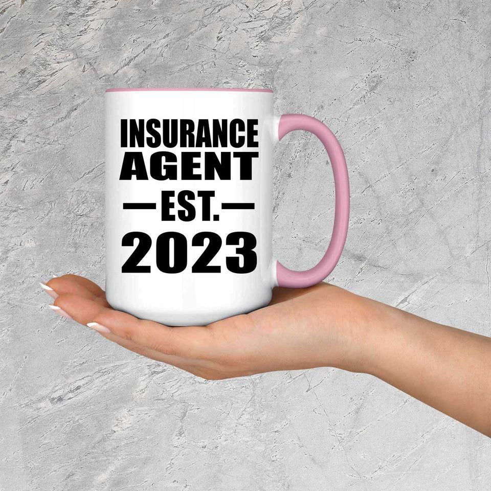 Insurance Agent Established EST. 2023 - 15oz Accent Mug Pink