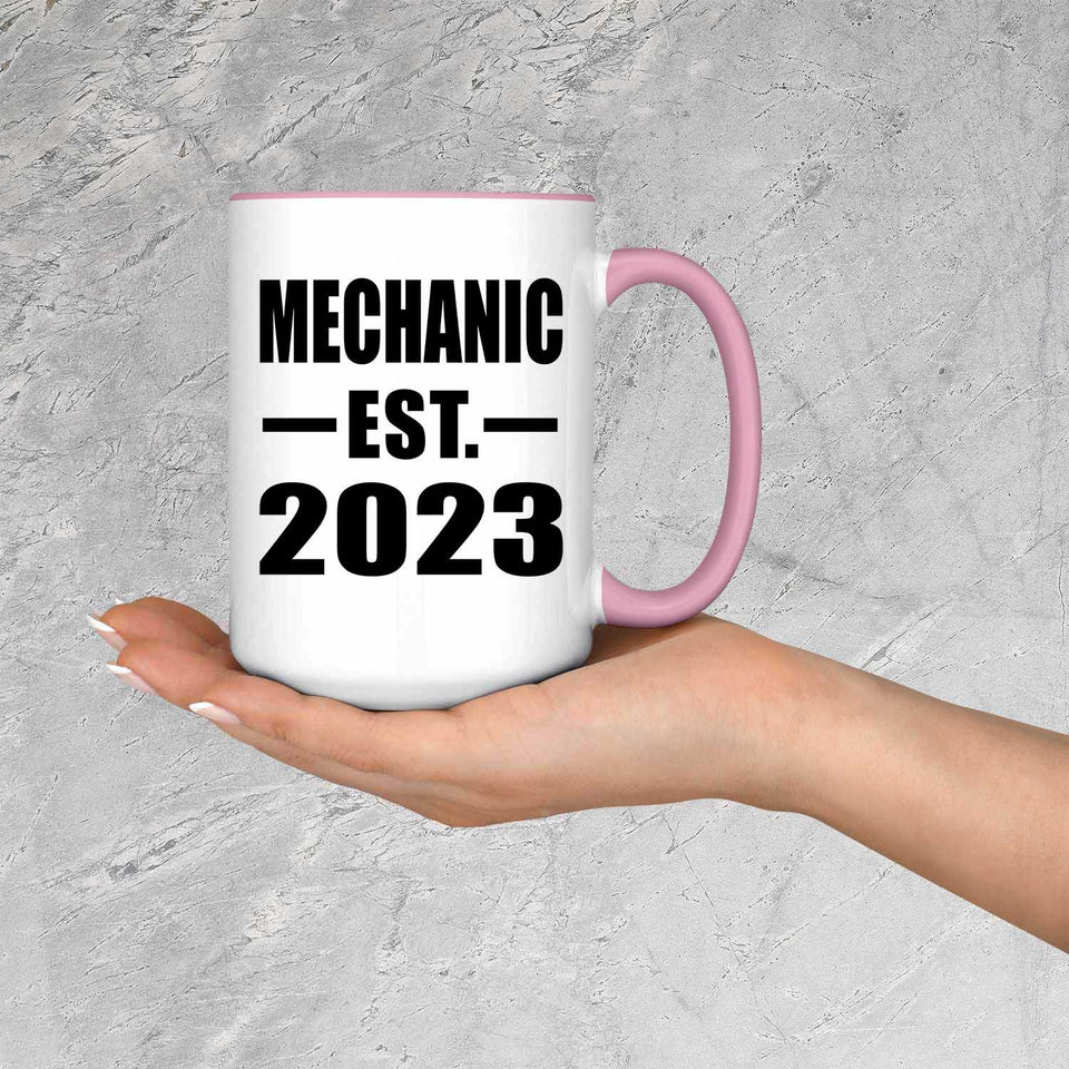 Mechanic Established EST. 2023 - 15oz Accent Mug Pink