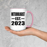 Meteorologist Established EST. 2023 - 15oz Accent Mug Pink