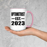 Optometrist Established EST. 2023 - 15oz Accent Mug Pink