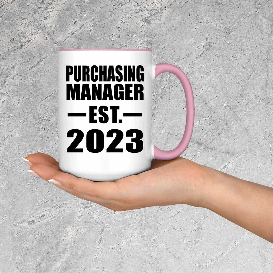 Purchasing Manager Established EST. 2023 - 15oz Accent Mug Pink
