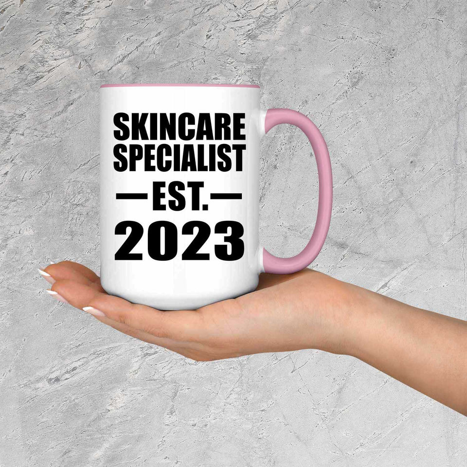 Skincare Specialist Established EST. 2023 - 15oz Accent Mug Pink
