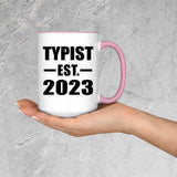 Typist Established EST. 2023 - 15oz Accent Mug Pink