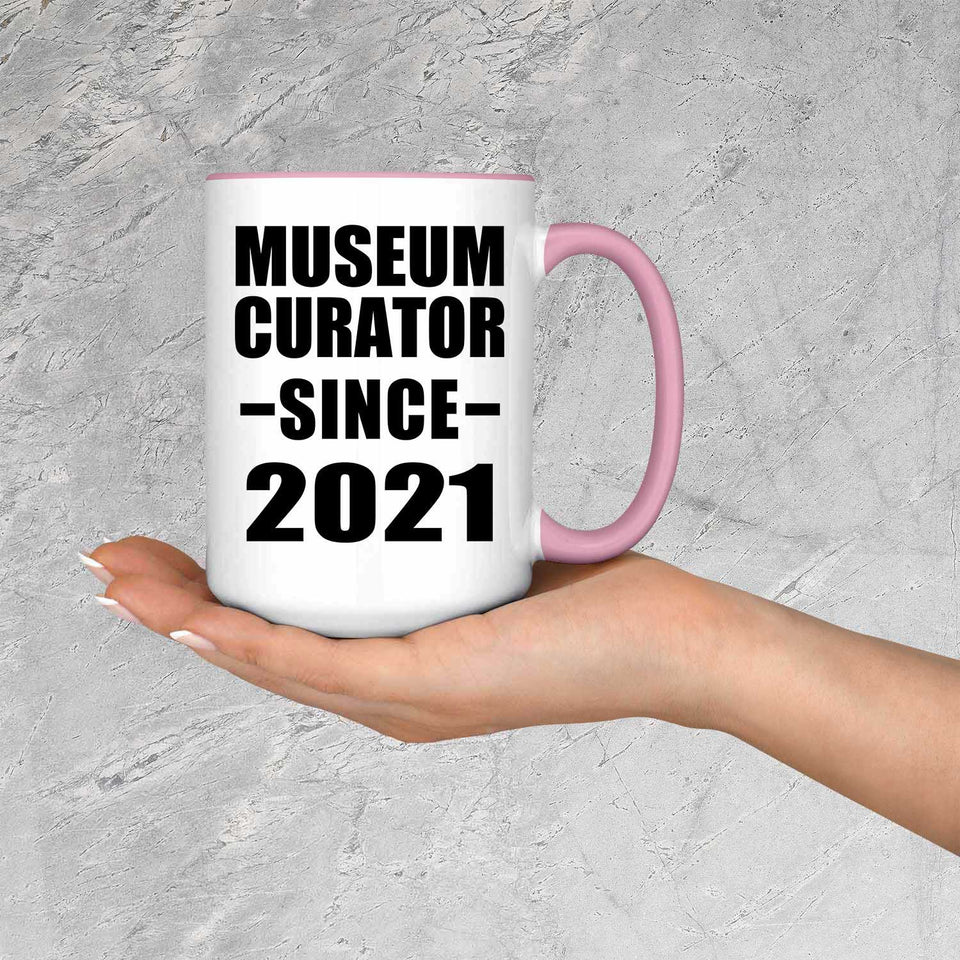 Museum Curator Since 2021 - 15oz Accent Mug Pink