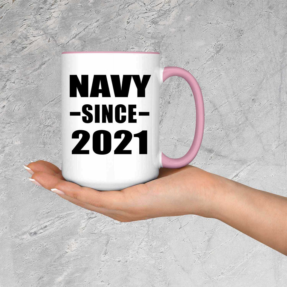 Navy Since 2021 - 15oz Accent Mug Pink
