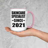 Skincare Specialist Since 2021 - 15oz Accent Mug Pink