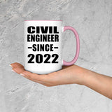 Civil Engineer Since 2022 - 15oz Accent Mug Pink