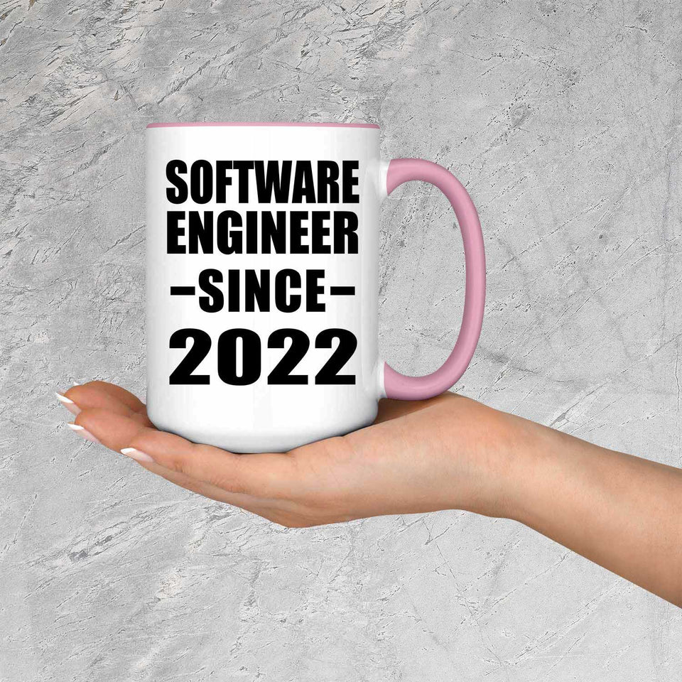 Software Engineer Since 2022 - 15oz Accent Mug Pink