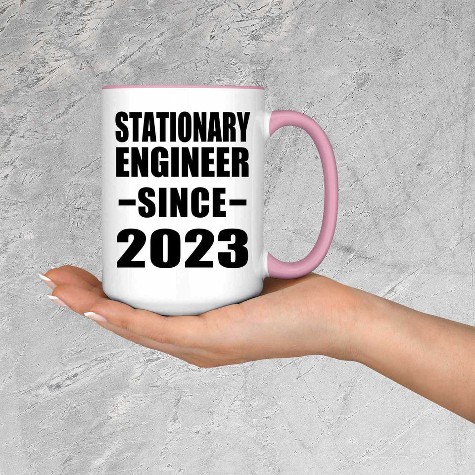 Stationary Engineer Since 2023 - 15oz Accent Mug Pink