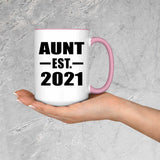 Aunt Established EST. 2021 - 15oz Accent Mug Pink