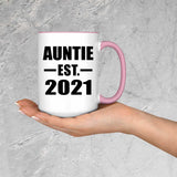Auntie Established EST. 2021 - 15oz Accent Mug Pink
