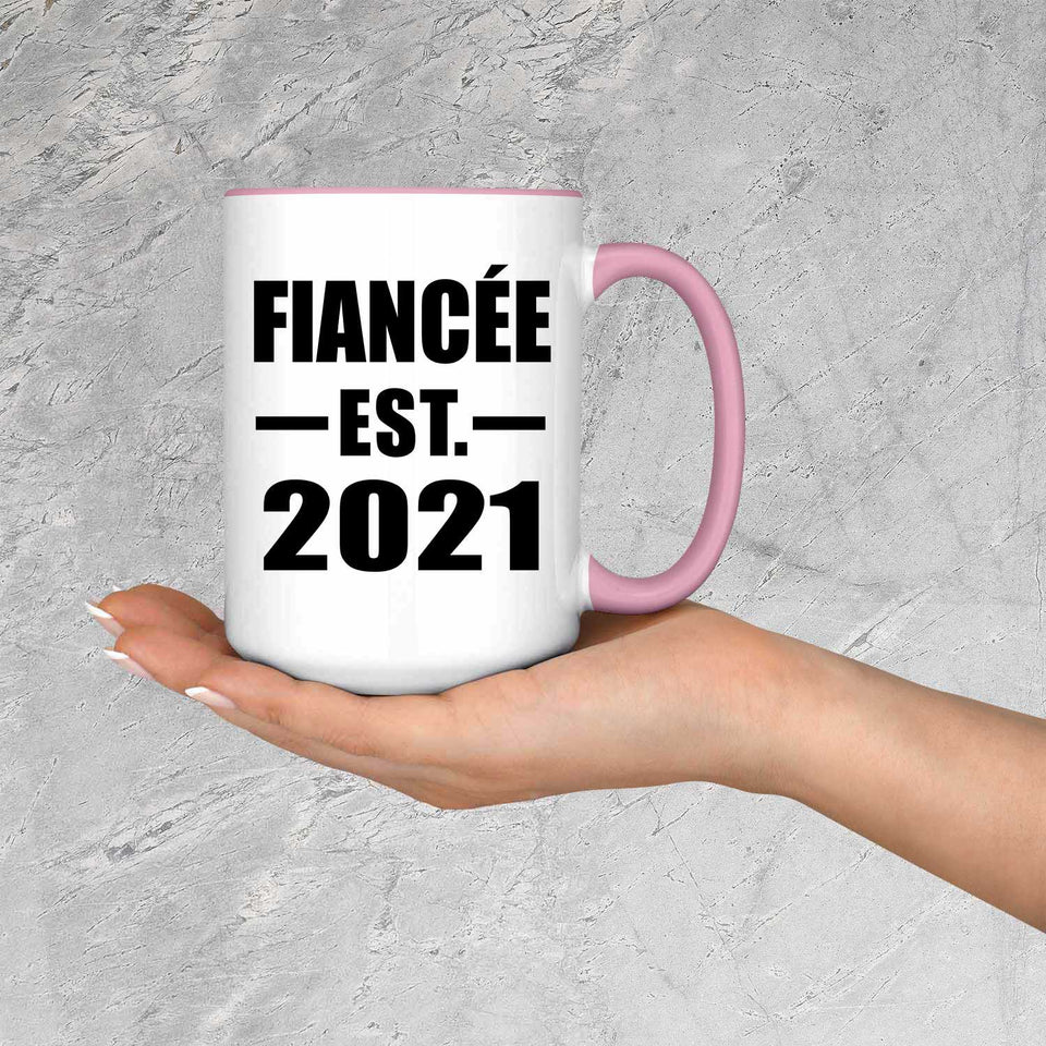 Fiancee Established EST. 2021 - 15oz Accent Mug Pink