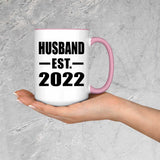 Husband Established EST. 2022 - 15oz Accent Mug Pink