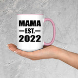 Mama Established EST. 2022 - 15oz Accent Mug Pink