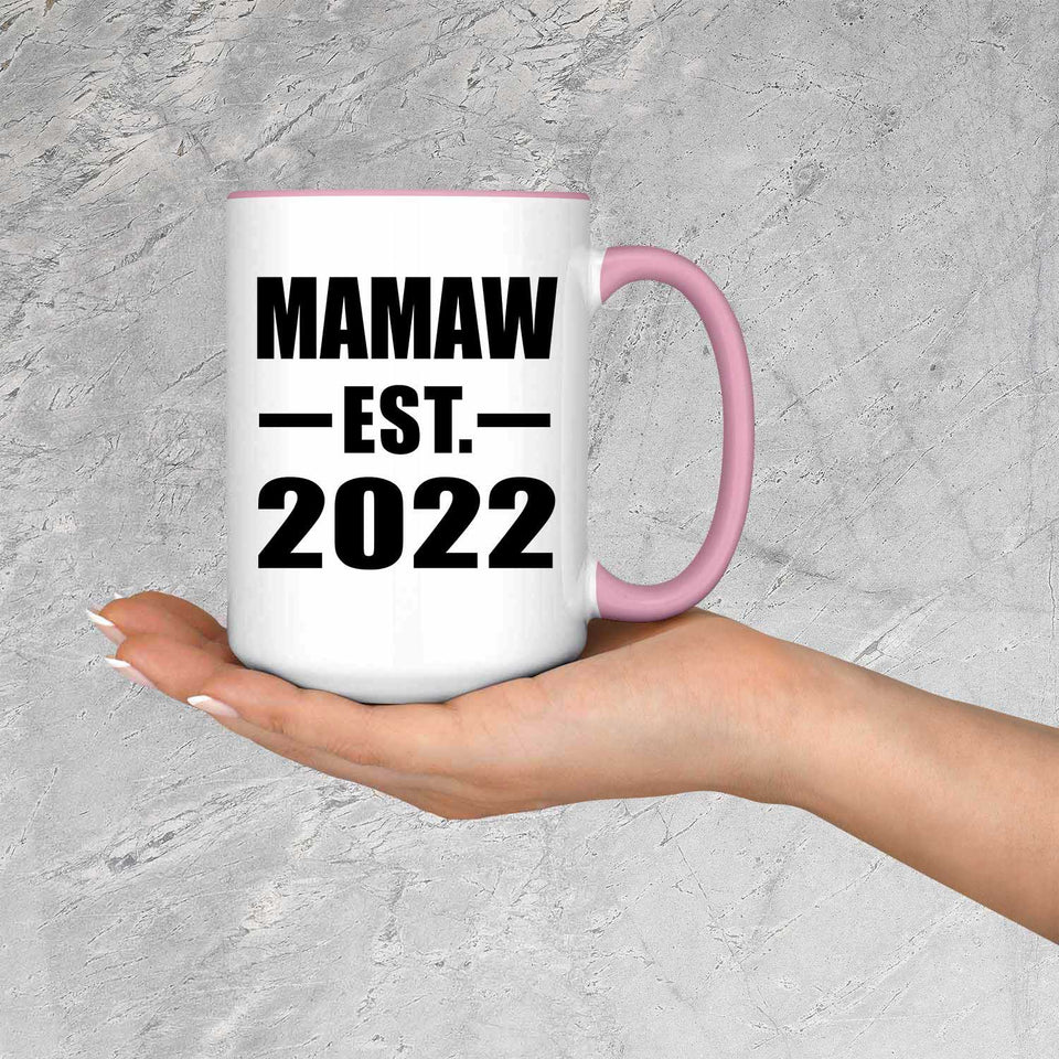 Mamaw Established EST. 2022 - 15oz Accent Mug Pink