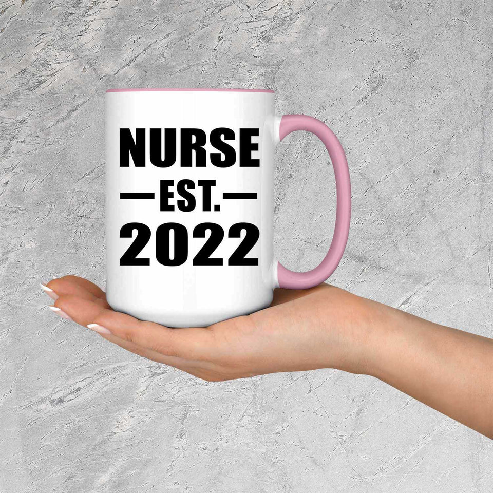 Nurse Established EST. 2022 - 15oz Accent Mug Pink