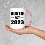 Auntie Established EST. 2023 - 15oz Accent Mug Pink