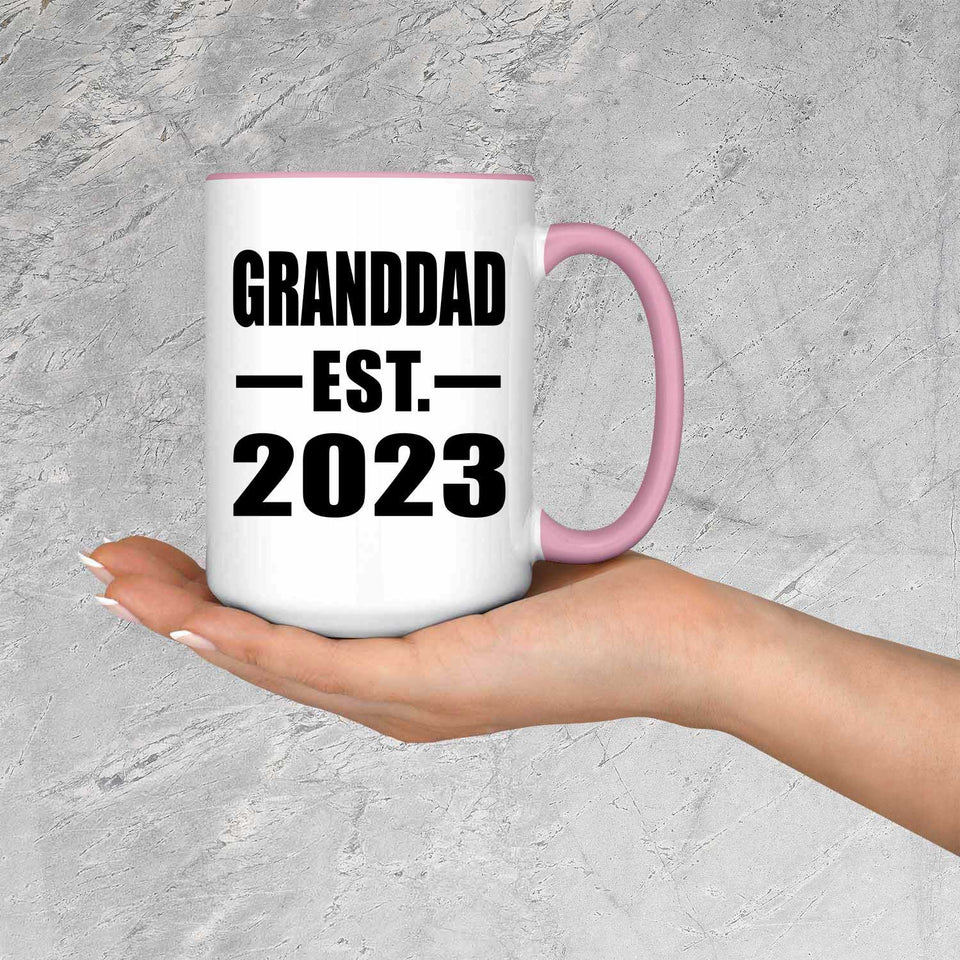 Granddad Established EST. 2023 - 15oz Accent Mug Pink