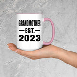 Grandmother Established EST. 2023 - 15oz Accent Mug Pink