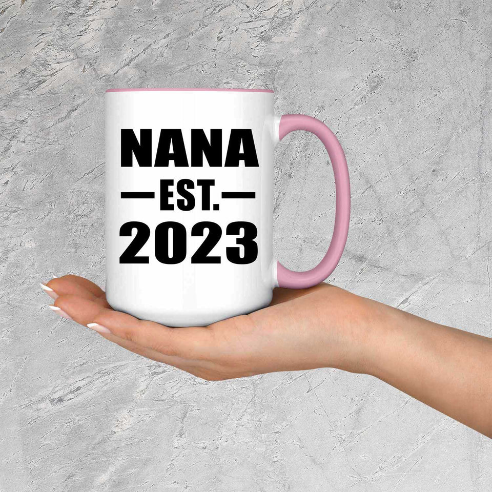 Nana Established EST. 2023 - 15oz Accent Mug Pink