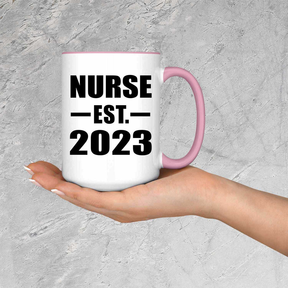 Nurse Established EST. 2023 - 15oz Accent Mug Pink
