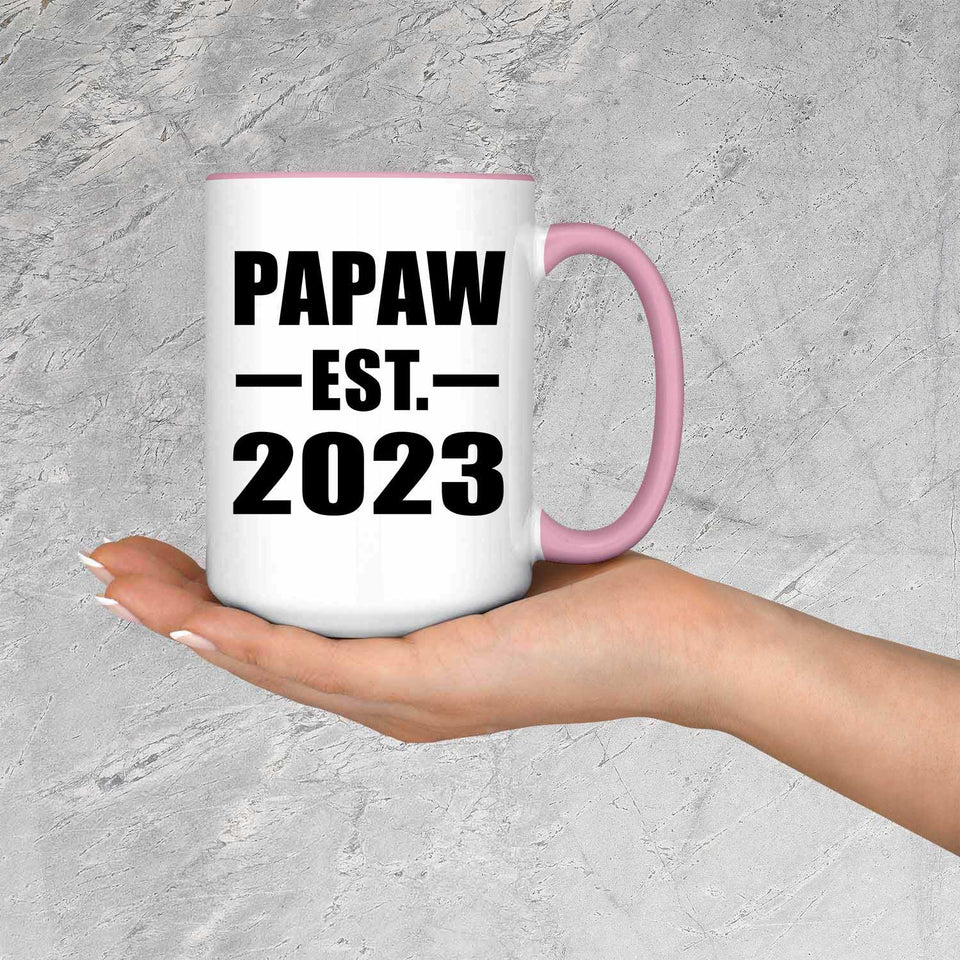 Papaw Established EST. 2023 - 15oz Accent Mug Pink