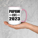 Papaw Established EST. 2023 - 15oz Accent Mug Pink
