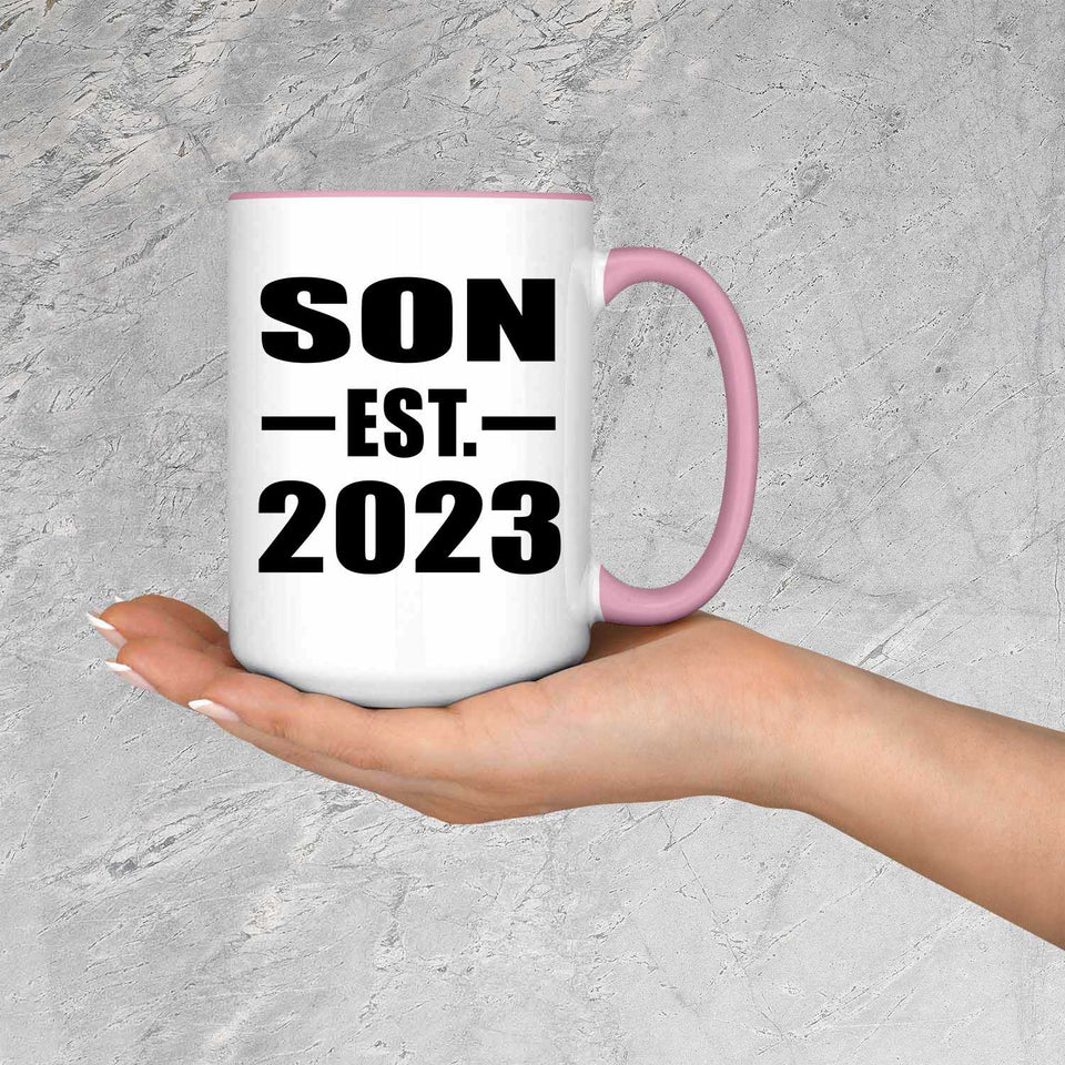 Son Established EST. 2023 - 15oz Accent Mug Pink