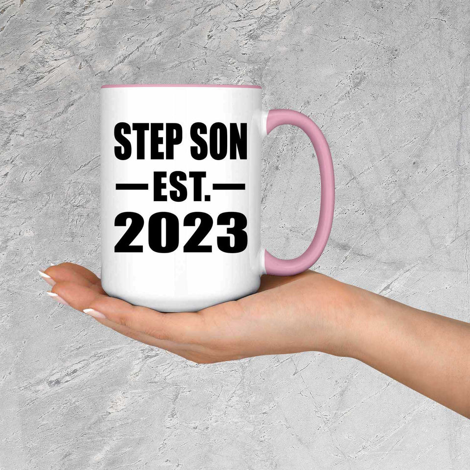 Step Son Established EST. 2023 - 15oz Accent Mug Pink
