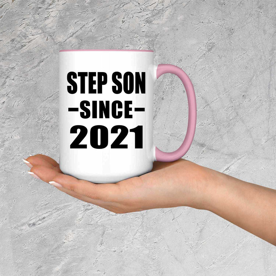 Step Son Since 2021 - 15oz Accent Mug Pink