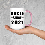 Uncle Since 2021 - 15oz Accent Mug Pink