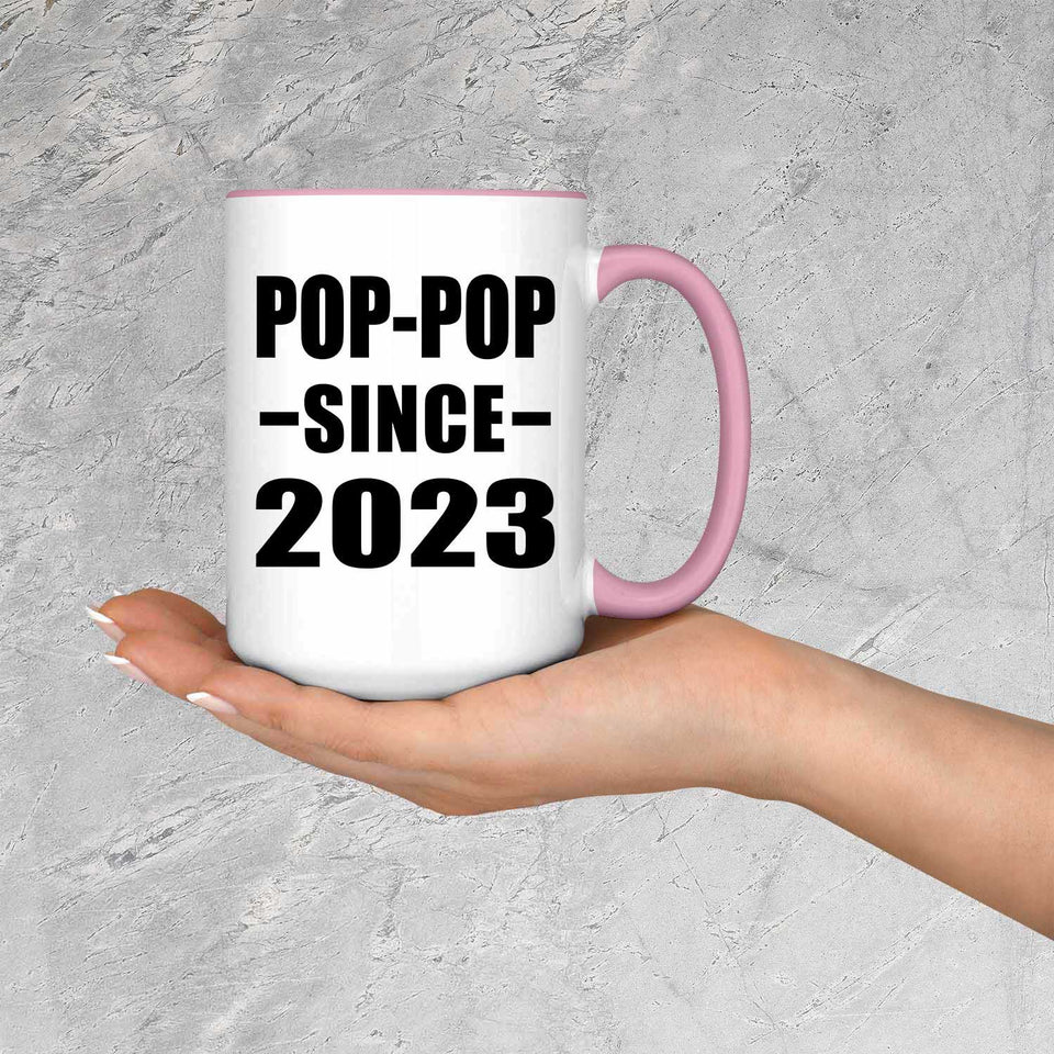 Pop-Pop Since 2023 - 15oz Accent Mug Pink
