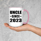 Uncle Since 2023 - 15oz Accent Mug Pink