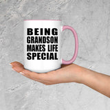 Being Grandson Makes Life Special - 15oz Accent Mug Pink